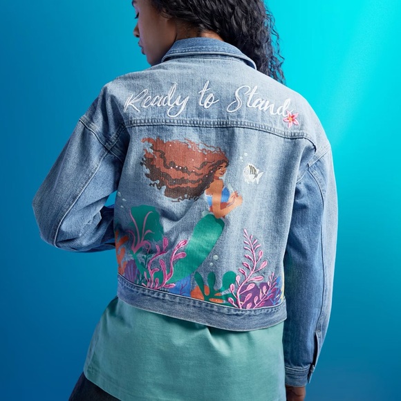 Disney The Little Mermaid (Live Action) Embroidered/Painted Denim Jacket XL